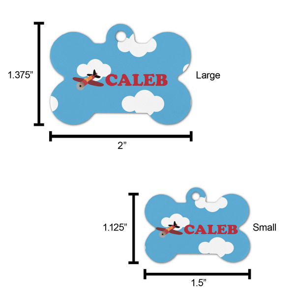 Airplane Bone Shaped Dog ID Tag - Large - Scale