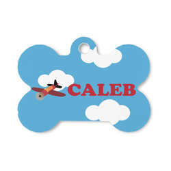 Airplane Bone Shaped Dog ID Tag - Small (Personalized)