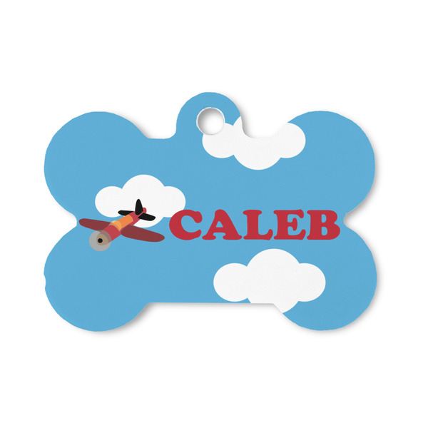 Custom Airplane Bone Shaped Dog ID Tag - Small (Personalized)
