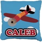 Airplane Faux-Linen Throw Pillow 18" (Personalized)