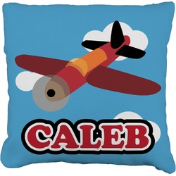 Airplane Faux-Linen Throw Pillow 18" (Personalized)
