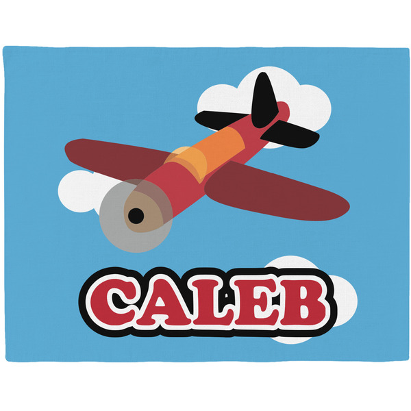 Custom Airplane Woven Fabric Placemat - Twill w/ Name or Text