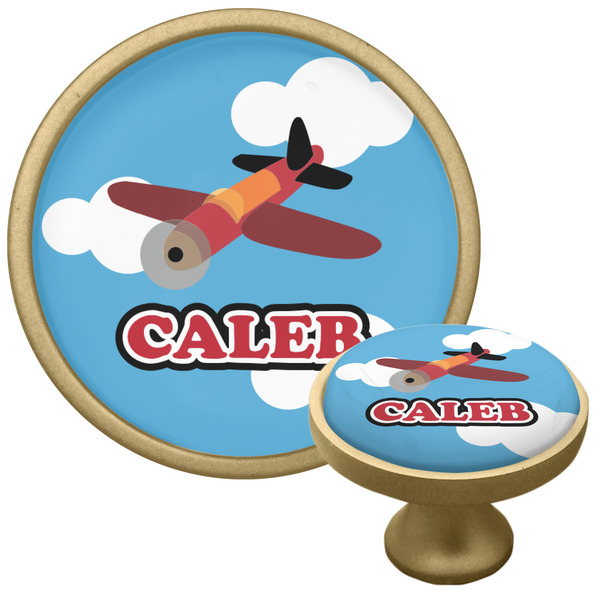 Custom Airplane Cabinet Knob - Gold (Personalized)