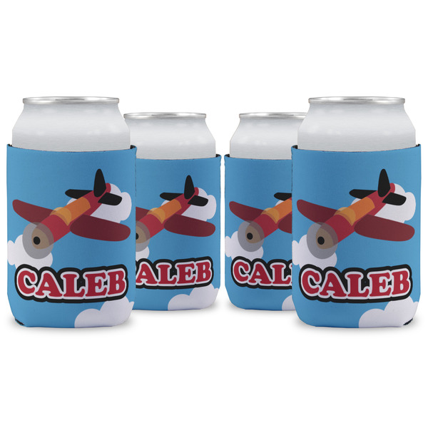 Custom Airplane Can Cooler (12 oz) - Set of 4 w/ Name or Text