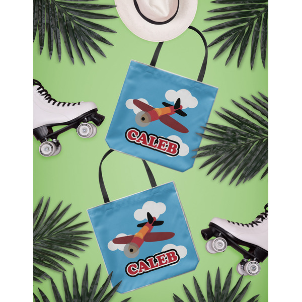 Airplane Canvas Tote Lifestyle Front and Back- 13x13