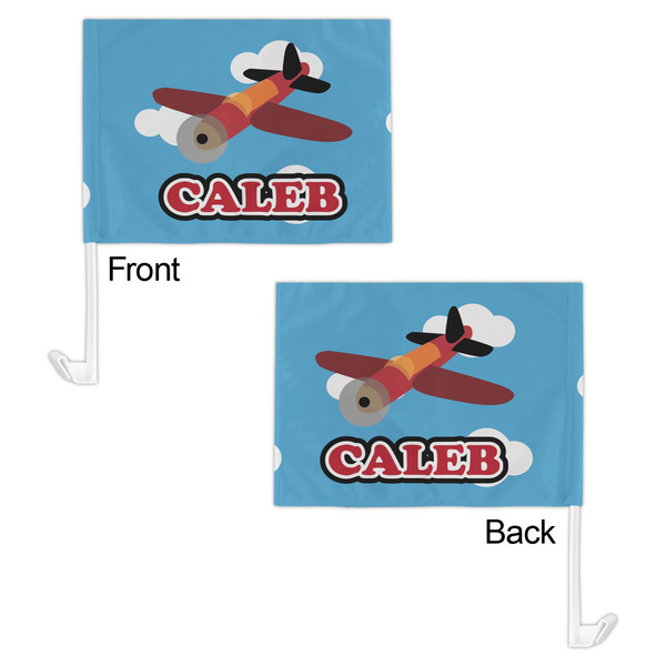 Airplane Car Flag - 11" x 8" - Front & Back View