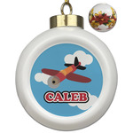 Airplane Ceramic Ball Ornaments - Poinsettia Garland (Personalized)