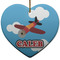 Airplane Ceramic Flat Ornament - Heart (Front)