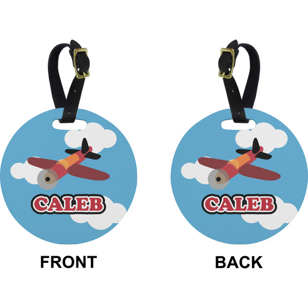 Airplane Circle Luggage Tag (Front + Back)