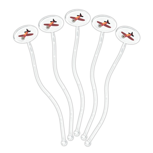 Airplane Clear Plastic 7" Stir Stick - Oval - Fan