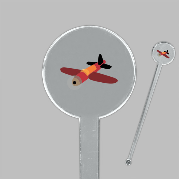 Airplane Clear Plastic 7" Stir Stick - Round - Closeup