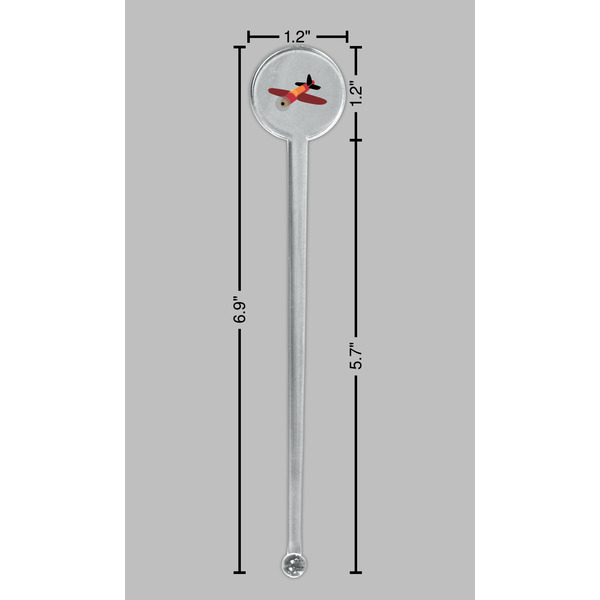 Airplane Clear Plastic 7" Stir Stick - Round - Dimensions