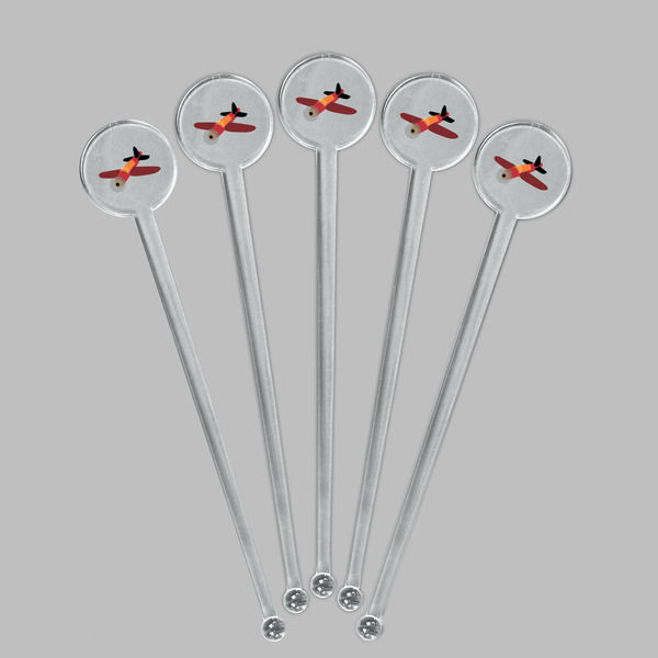 Airplane Clear Plastic 7" Stir Stick - Round - Fan View