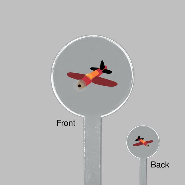 Airplane Clear Plastic 7" Stir Stick - Round - Front & Back