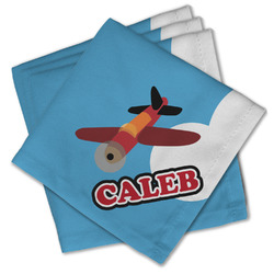 Airplane Cloth Cocktail Napkins - Set of 4 w/ Name or Text