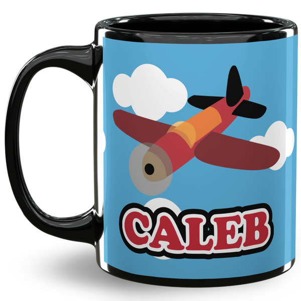 Custom Airplane 11 Oz Coffee Mug - Black (Personalized)