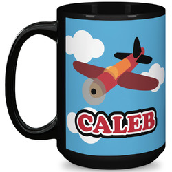 Airplane 15 Oz Coffee Mug - Black (Personalized)