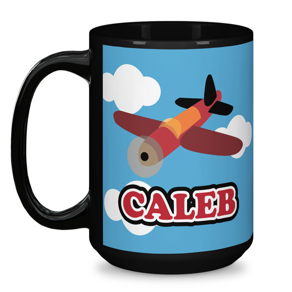 Airplane Coffee Mug - 15 oz - Black