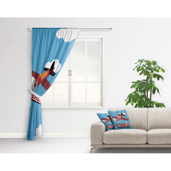 Airplane Curtain With Window and Rod - in Room Matching Pillow