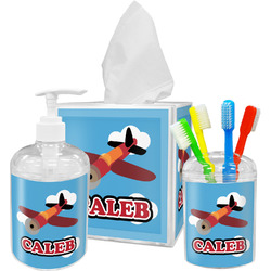 Airplane Acrylic Bathroom Accessories Set w/ Name or Text