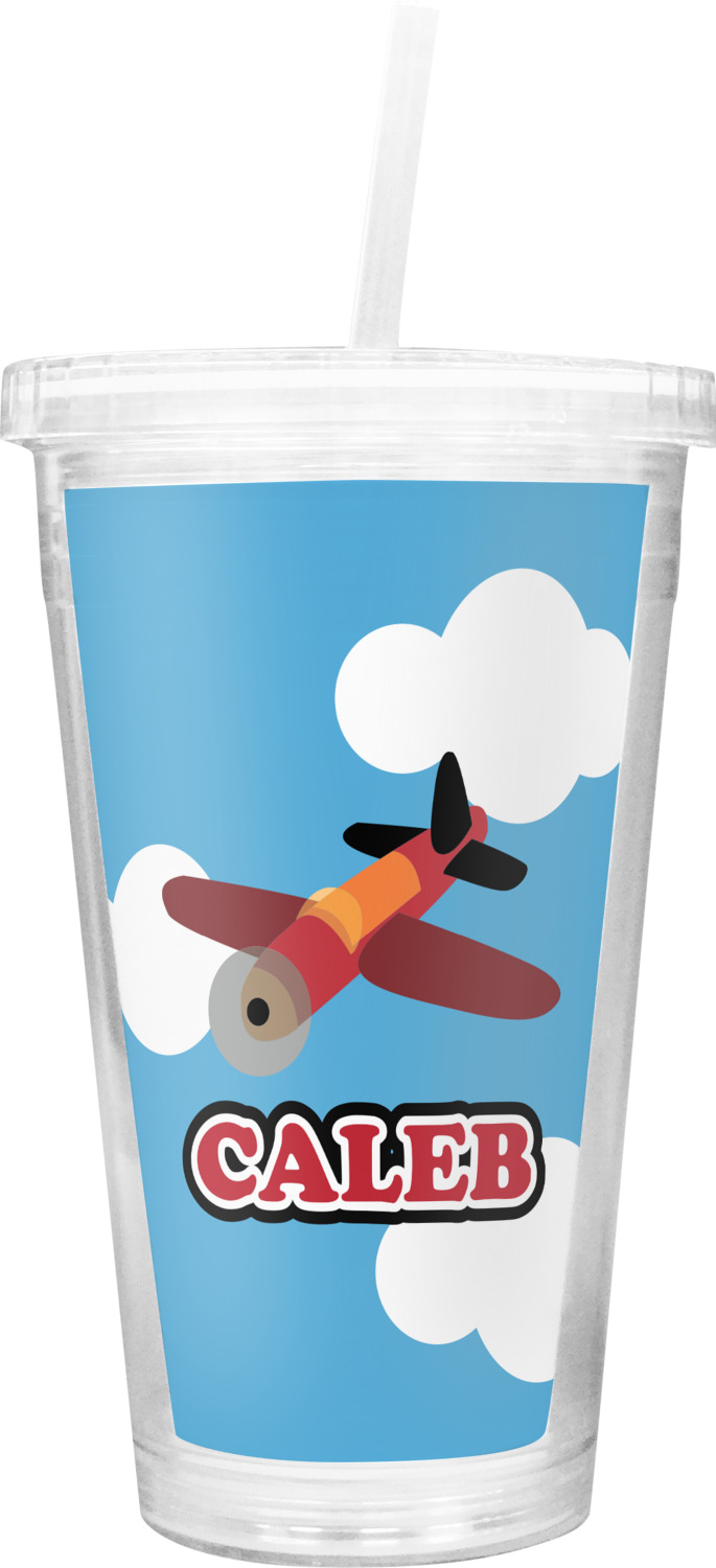 Airplane Double Wall Tumbler with Straw (Personalized) YouCustomizeIt