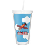 Airplane Double Wall Tumbler with Straw (Personalized)