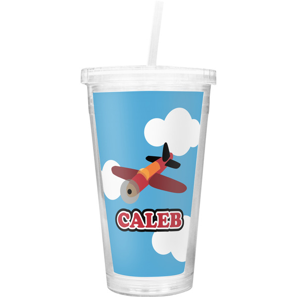 Custom Airplane Double Wall Tumbler with Straw (Personalized)