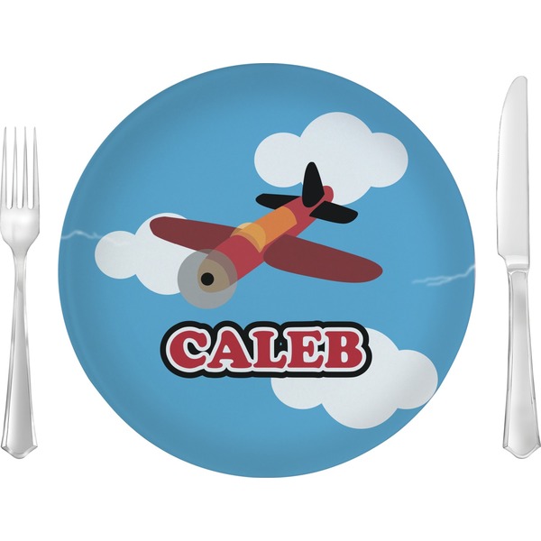 Custom Airplane Glass Lunch / Dinner Plate 10" (Personalized)