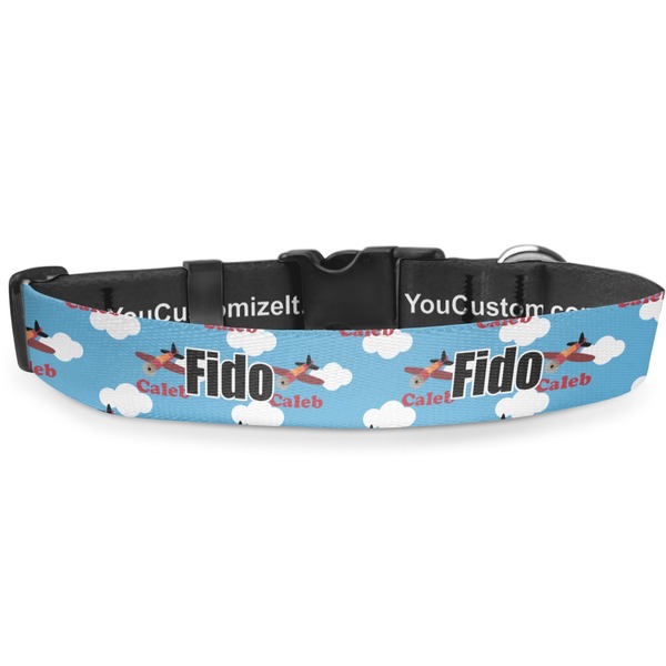 Custom Airplane Deluxe Dog Collar - Small (8.5" to 12.5") (Personalized)