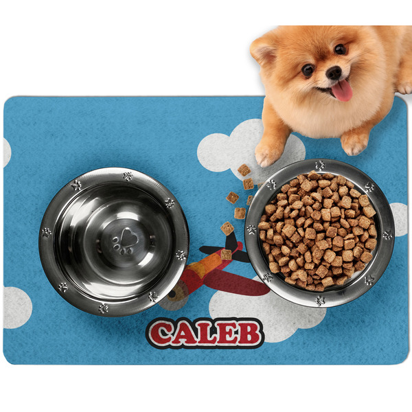 Custom Airplane Dog Food Mat - Small w/ Name or Text