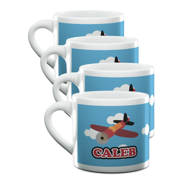 Custom Airplane Double Shot Espresso Cups - Set of 4 (Personalized)