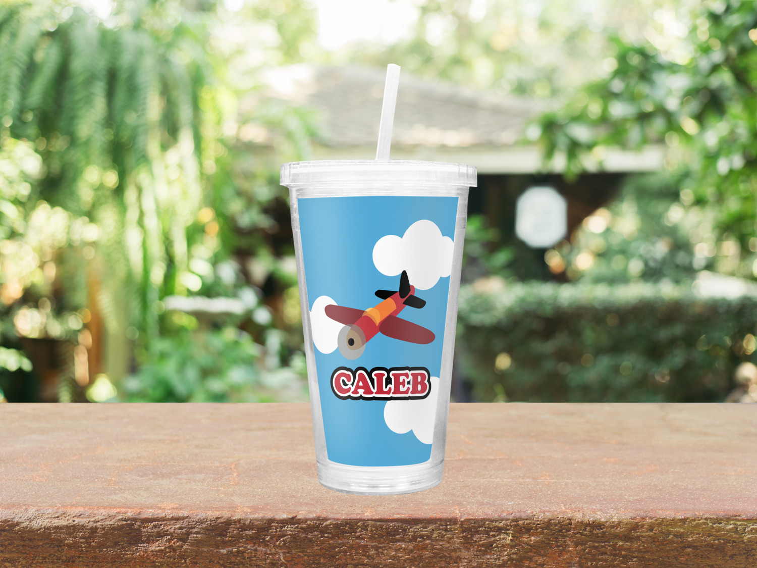 Airplane Double Wall Tumbler with Straw (Personalized) YouCustomizeIt