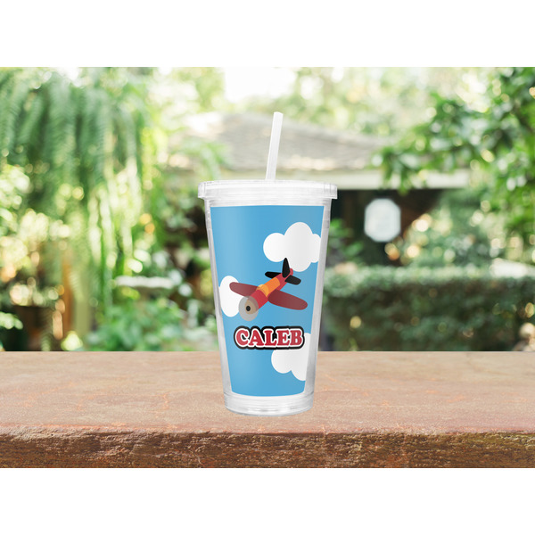 Airplane Double Wall Tumbler with Straw Lifestyle