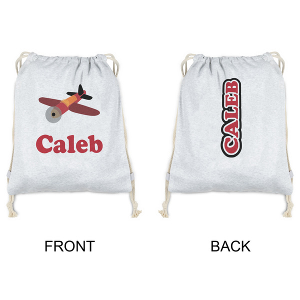 Airplane Drawstring Backpacks - Sweatshirt Fleece - Double Sided - APPROVAL