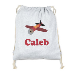Airplane Drawstring Backpack - Sweatshirt Fleece - Double Sided (Personalized)