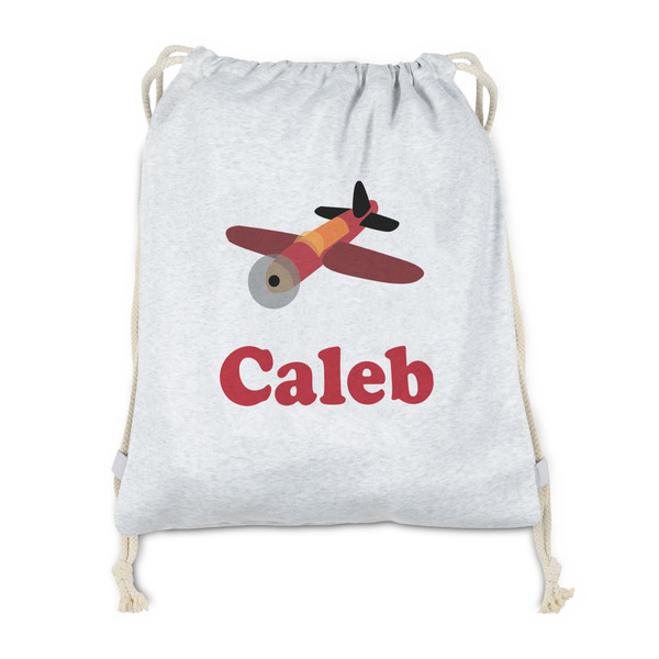 Custom Airplane Drawstring Backpack - Sweatshirt Fleece - Double Sided (Personalized)