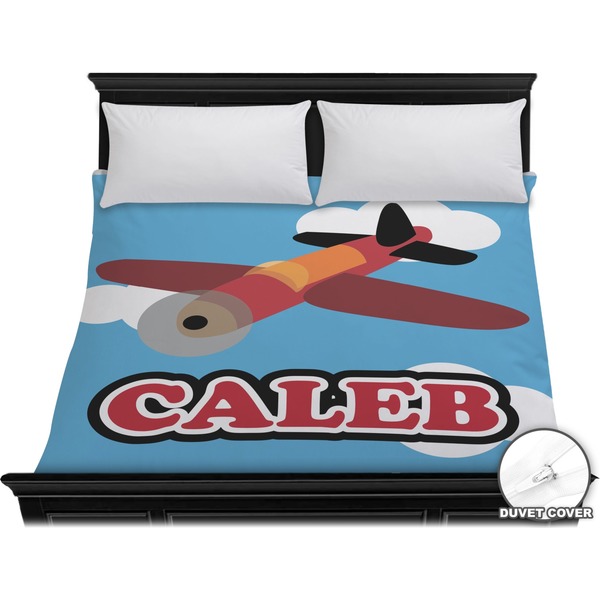 Custom Airplane Duvet Cover - King (Personalized)