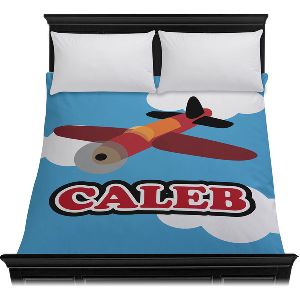 Airplane Duvet Cover - Queen - On Bed - No Prop