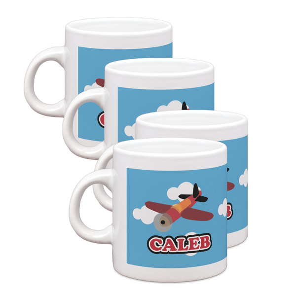 Custom Airplane Single Shot Espresso Cups - Set of 4 (Personalized)