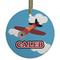 Airplane Frosted Glass Ornament - Round