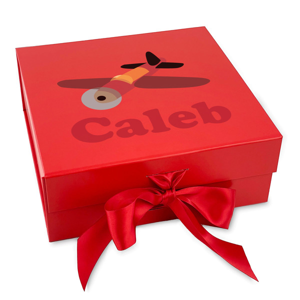Custom Airplane Gift Box with Magnetic Lid - Red