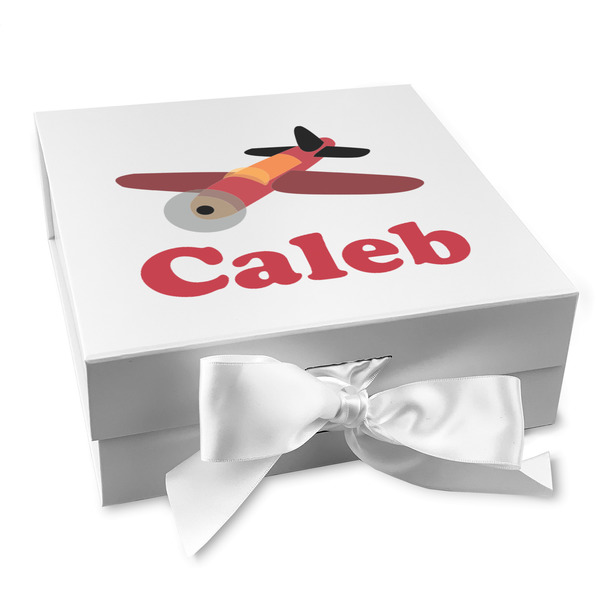 Custom Airplane Gift Box with Magnetic Lid - White
