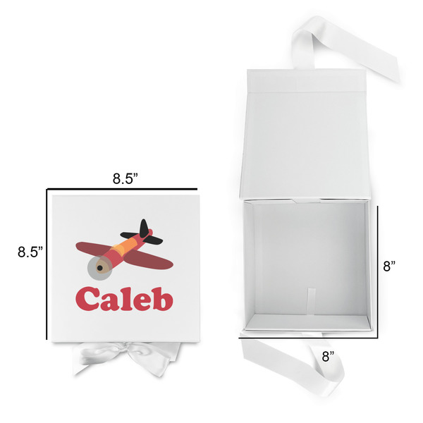 Airplane Gift Boxes with Magnetic Lid - White - Open & Closed