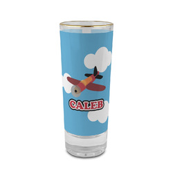 Airplane 2 oz Shot Glass - Glass with Gold Rim (Personalized)