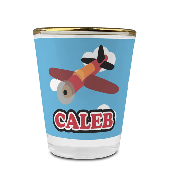 Airplane Glass Shot Glass - With gold rim - FRONT