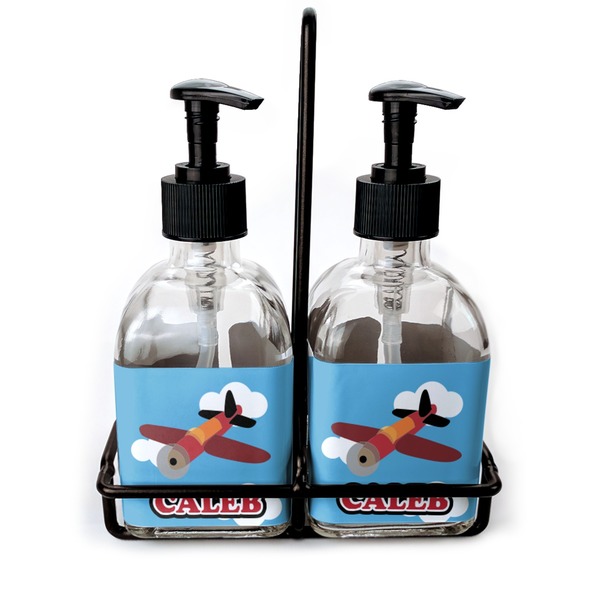 Custom Airplane Glass Soap & Lotion Bottle Set (Personalized)