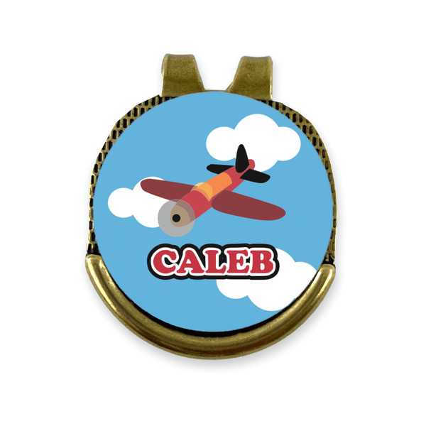 Custom Airplane Golf Ball Marker - Hat Clip - Gold