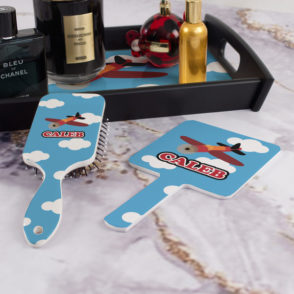 Airplane Hair Brush and Hand Mirror - Bathroom Scene