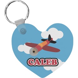 Airplane Heart Plastic Keychain w/ Name or Text
