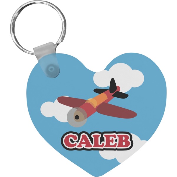 Custom Airplane Heart Plastic Keychain w/ Name or Text